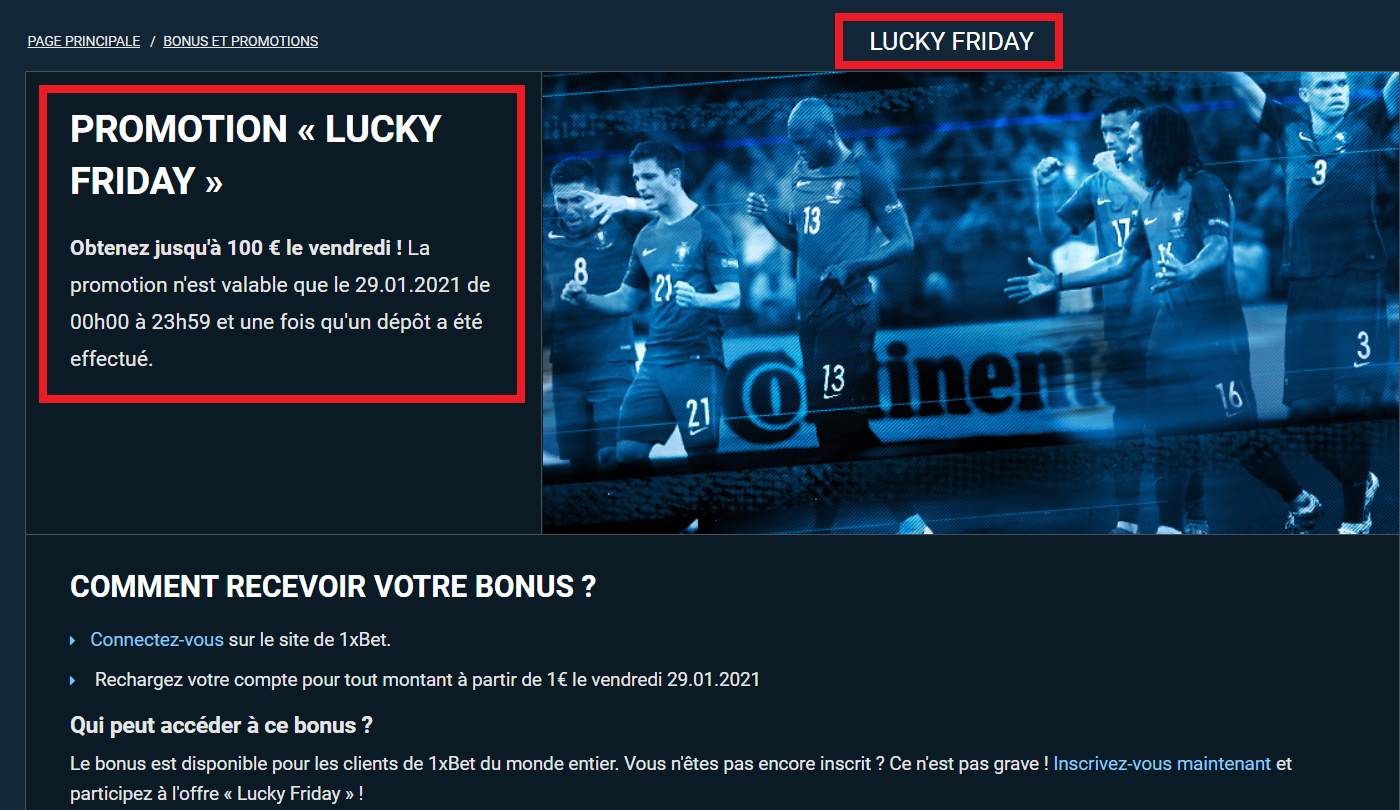 1xBet  PROMOTION « LUCKY FRIDAY »